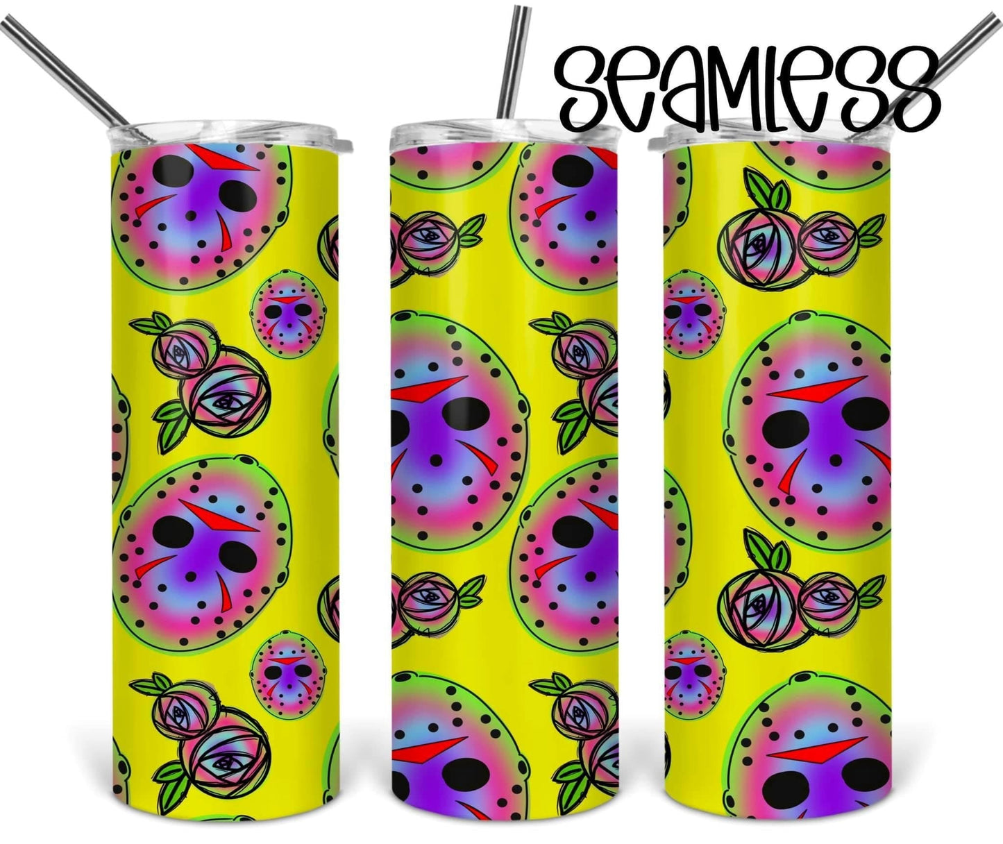Glow in the Dark Scary - 20oz or 30oz Skinny Tumblers w/ Lid and Metal Straw