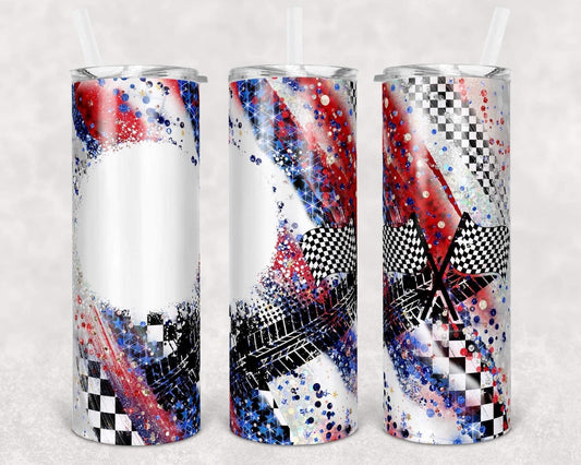Custom Races America Drink- 20oz or 30oz Skinny Tumblers w/ Lid and Metal Straw