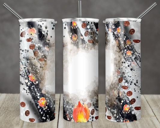 Campfire Custom-  20oz or 30oz Skinny Tumblers w/ Lid and Metal Straw