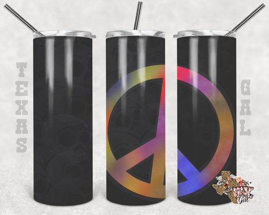 Peace Sign - 20oz or 30oz Skinny Tumblers w/ Lid and Metal Straw