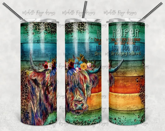 Western Cow- 20 oz or 30oz Skinny Tumblers w/ Lid and Metal Straw