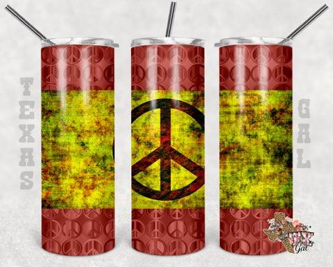 Red and Yellow Peace Sign - 20oz or 30oz Skinny Tumblers w/ Lid and Metal Straw