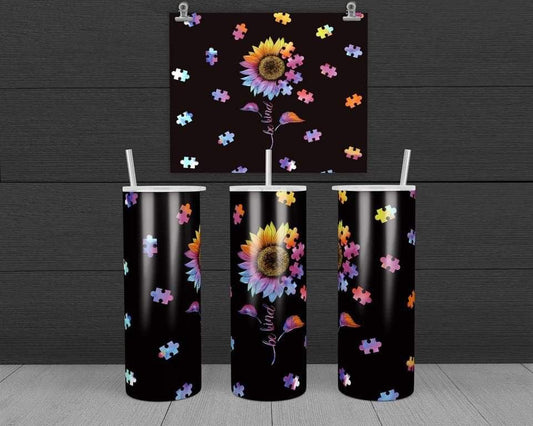 Colorful Flower- 20 oz or 30oz Skinny Tumblers w/ Lid and Metal Straw