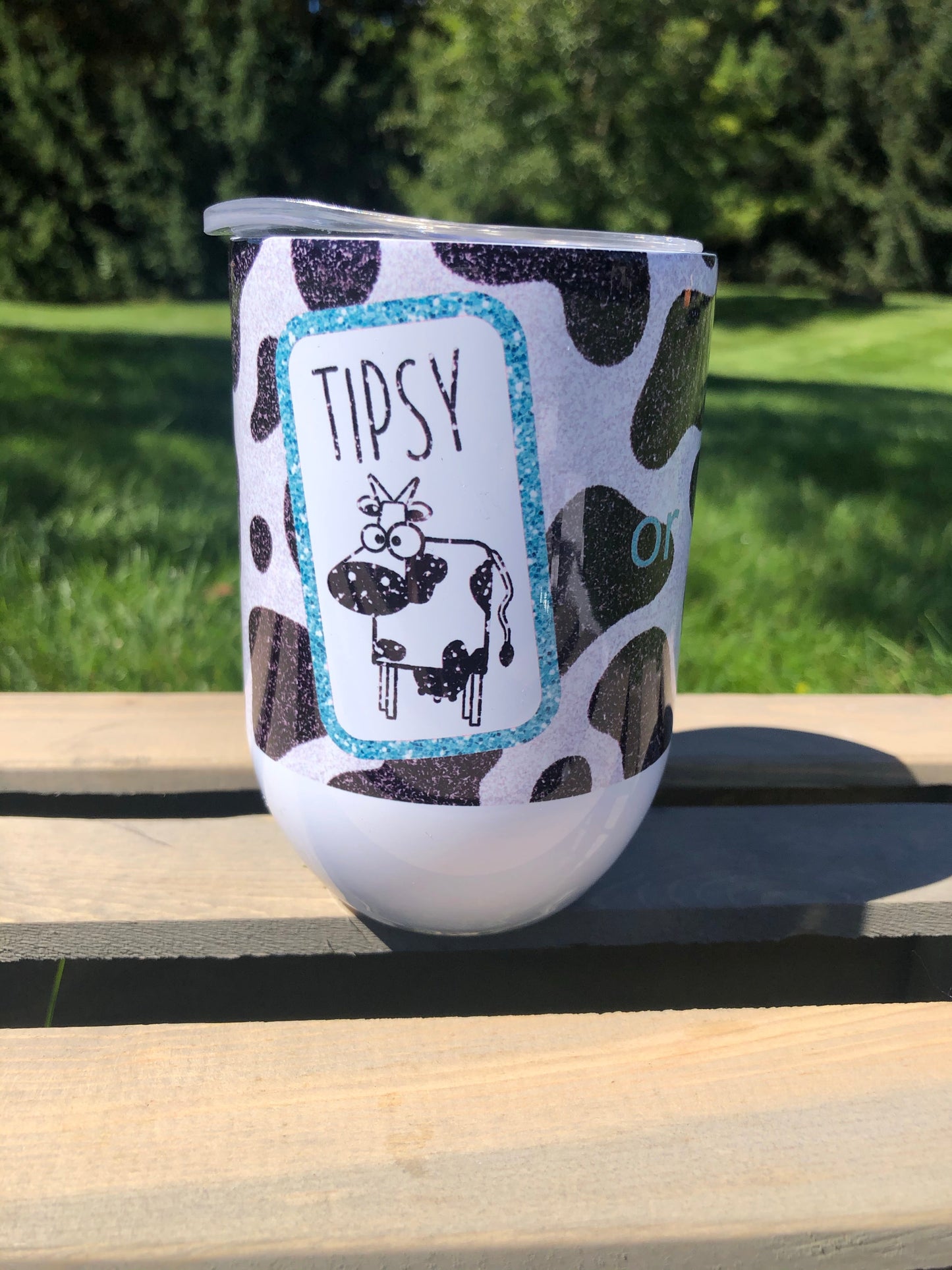 Tipsy or Tipped - 12oz Stemless Wine Tumbler w/Lid
