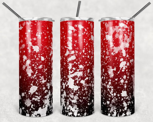 White & Red Paint Splatter- 20 oz or 30oz Skinny Tumblers w/ Lid and Metal Straw