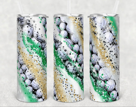Volleyball - 20 oz or 30oz Skinny Tumblers w/ Lid and Metal Straw
