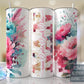Nan Split Hot Pink Floral Full Wrap -20oz or 30oz Skinny Tumblers w/ Lid and Metal Straw