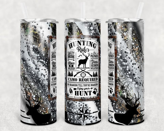 Hunting Rules - 20oz or 30oz Skinny Tumblers w/ Lid and Metal Straw