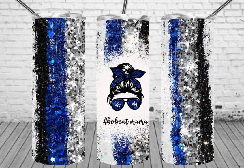 Bobcat Mom - 20 or 30oz Skinny Tumblers w/ Lid and Metal Straw