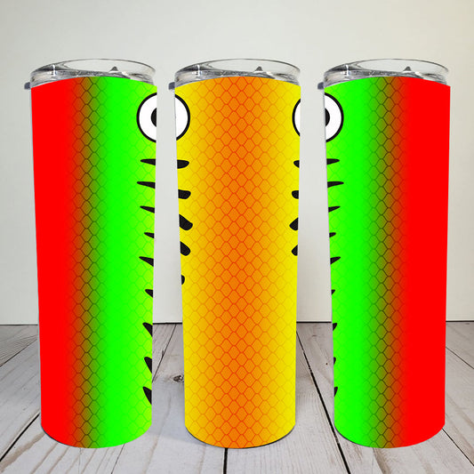 Colorful Fishing Lure-20 oz or 30oz Skinny Tumblers w/ Lid and Metal Straw