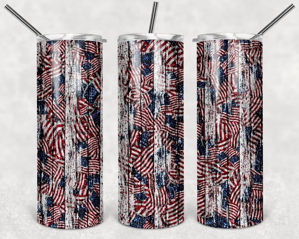 Flag Confettii- 20oz or 30oz Skinny Tumblers w/ Lid and Metal Straw