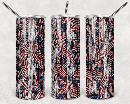 Flag Confettii- 20oz or 30oz Skinny Tumblers w/ Lid and Metal Straw
