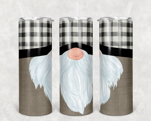 Burlap Beard Gnome- 20 oz or 30oz Skinny Tumblers w/ Lid and Metal Straw