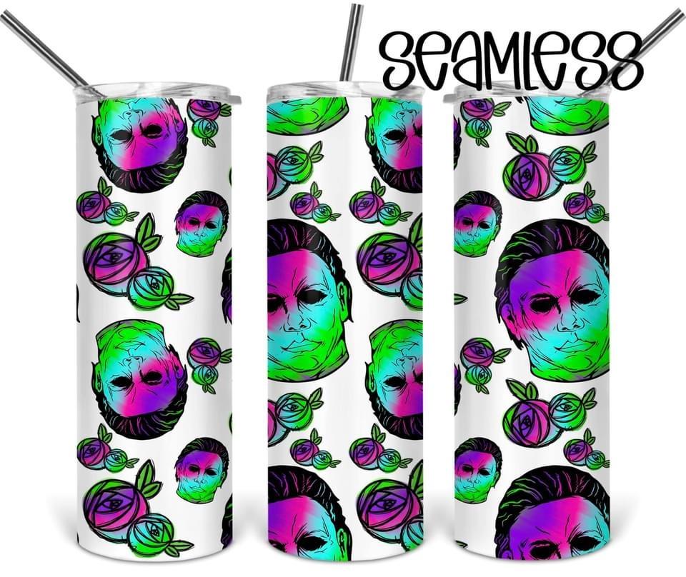 Glow in the Dark Scary - 20oz or 30oz Skinny Tumblers w/ Lid and Metal Straw