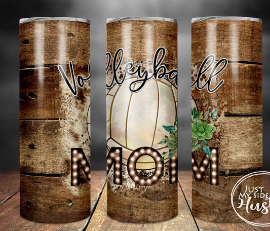 Volleyball Mom - 20 oz or 30oz Skinny Tumblers w/ Lid and Metal Straw