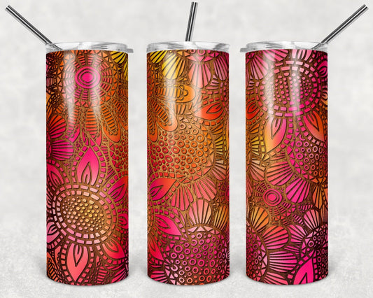 Flowers - 20 oz or 30oz Skinny Tumblers w/ Lid and Metal Straw