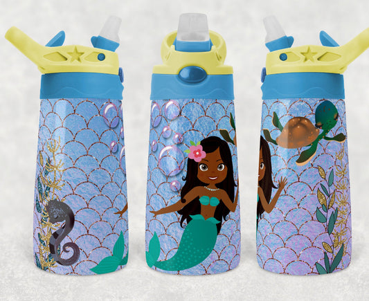 Mermaids - 12oz Kids Flip Cup water Bottle Tumbler