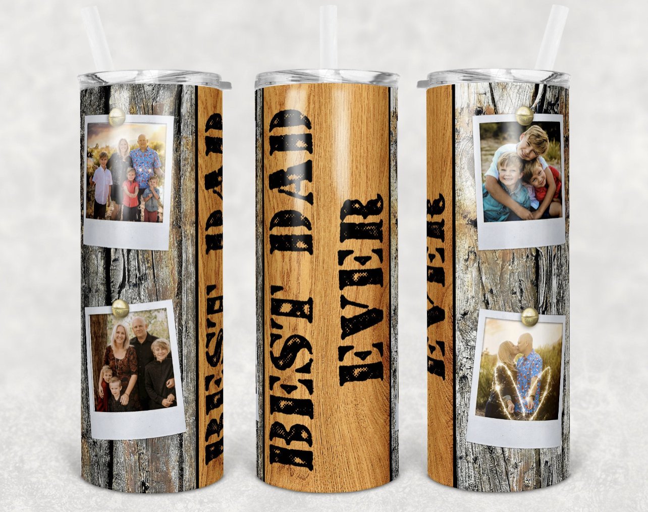 Best Dad Ever with Photos - 20 oz Skinny Tumblers w/ Lid and Metal Straw '
