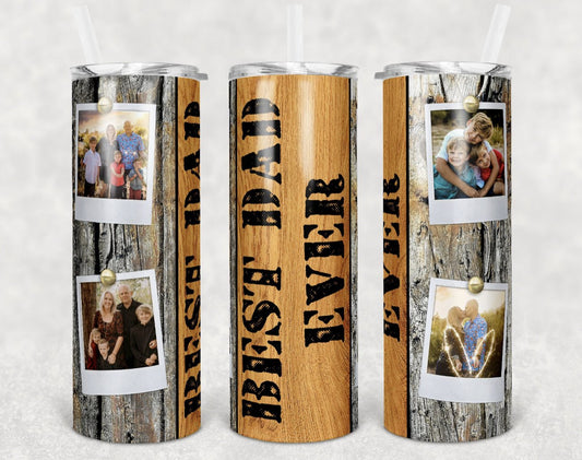 Best Dad Ever with Photos - 20 oz Skinny Tumblers w/ Lid and Metal Straw '