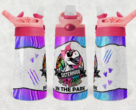 Sisterhood in the Park Dinosaur - 12oz Kids Flip Cup water Bottle Tumbler