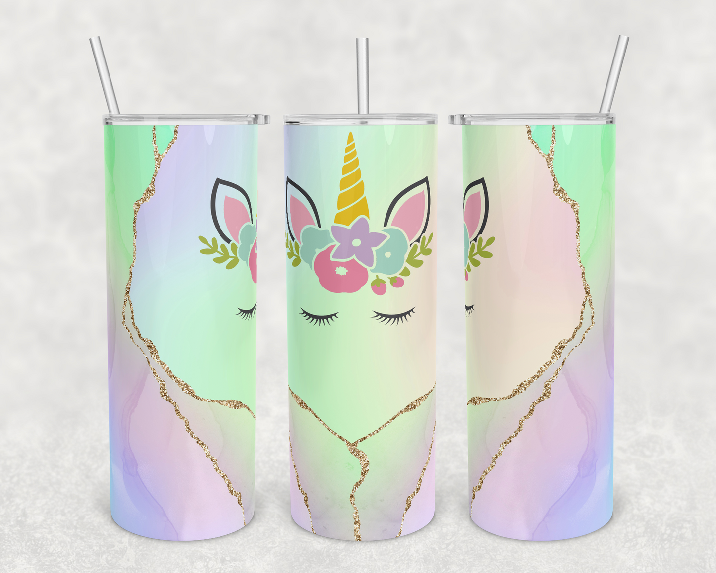 Unicorn , Animal - 20oz or 30oz Skinny Tumblers w/ Lid and Metal Straw