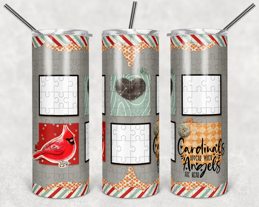 Custom Pictures Cardinal Guardian - 20oz or 30oz Skinny Tumblers w/ Lid and Metal Straw