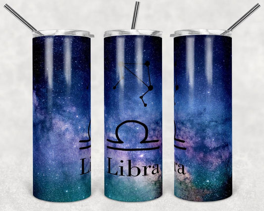 Libra Zodiac - 20oz or 30oz Skinny Tumblers w/ Lid and Metal Straw