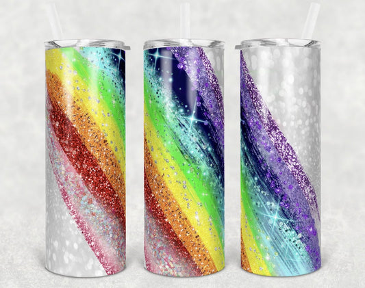 Pride Glitter - 20oz or 30oz Skinny Tumblers w/ Lid and Metal Straw