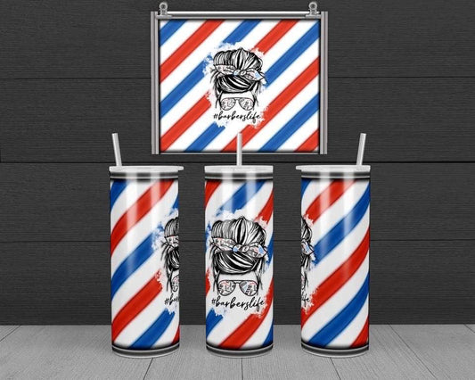 Barber Life - 20 oz or 30oz Skinny Tumblers w/ Lid and Metal Straw