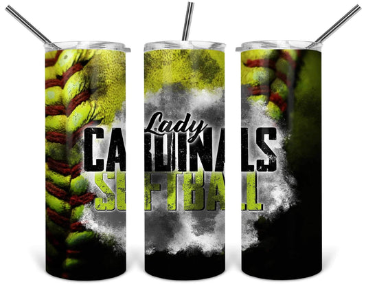 Cardinal Lady’s Softball - 20oz or 30oz Skinny Tumblers w/ Lid and Metal Straw