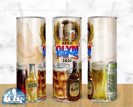 Beer Olympics 2021 - 20oz or 30oz Skinny Tumblers w/ Lid and Metal Straw