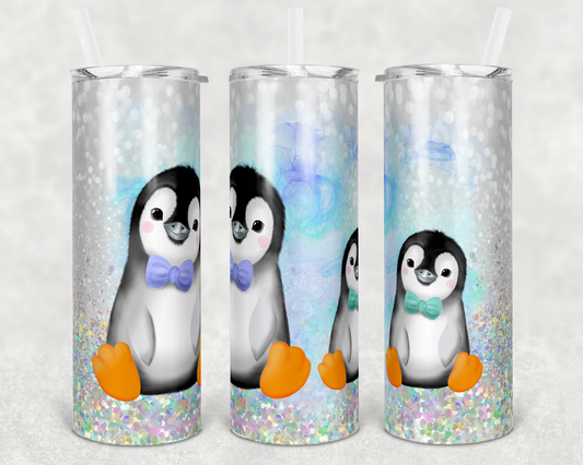 Penguin Animal - 20 or 30oz Skinny Tumblers w/ Lid and Metal Straw