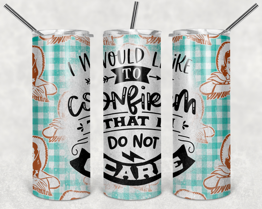 I would Like to Confirm that I do not care - 20 oz or 30oz Skinny Tumblers w/ Lid and Metal Straw