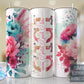 Gigi Split Hot Pink Floral Full Wrap -20oz or 30oz Skinny Tumblers w/ Lid and Metal Straw
