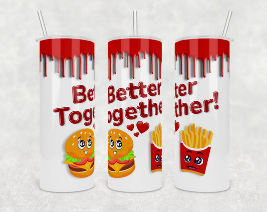Burger and Fries - 20 oz or 30oz Skinny Tumblers w/ Lid and Metal Straw