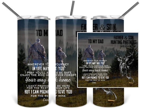 To My Dad, From Son - 20oz or 30oz Skinny Tumblers w/ Lid and Metal Straw