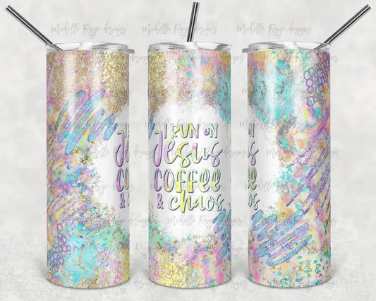 I run on Jesus Caffeine- 20 oz or 30oz Skinny Tumblers w/ Lid and Metal Straw