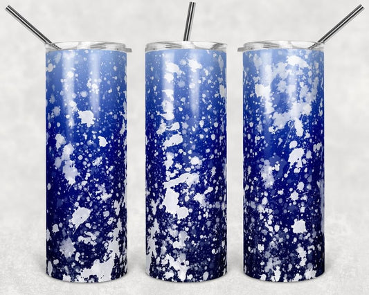 Blue Paint Splatter- 20 oz or 30oz Skinny Tumblers w/ Lid and Metal Straw