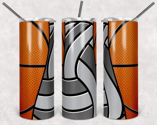 Basketball , Volleyball, Sports - 20oz or 30oz Skinny Tumblers w/ Lid and Metal Straw