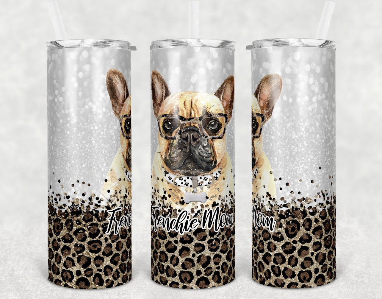 French Bulldog Mom -  20oz or 30oz Skinny Tumblers w/ Lid and Metal Straw