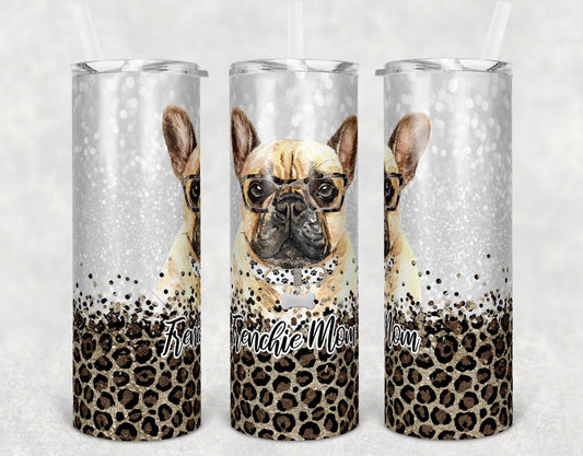 French Bulldog Mom -  20oz or 30oz Skinny Tumblers w/ Lid and Metal Straw