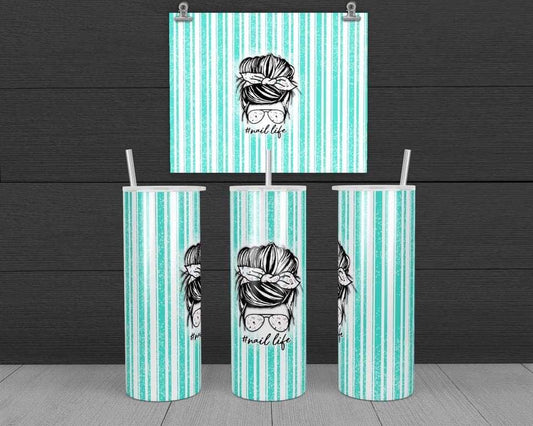 Nail Life - 20 oz or 30oz Skinny Tumblers w/ Lid and Metal Straw