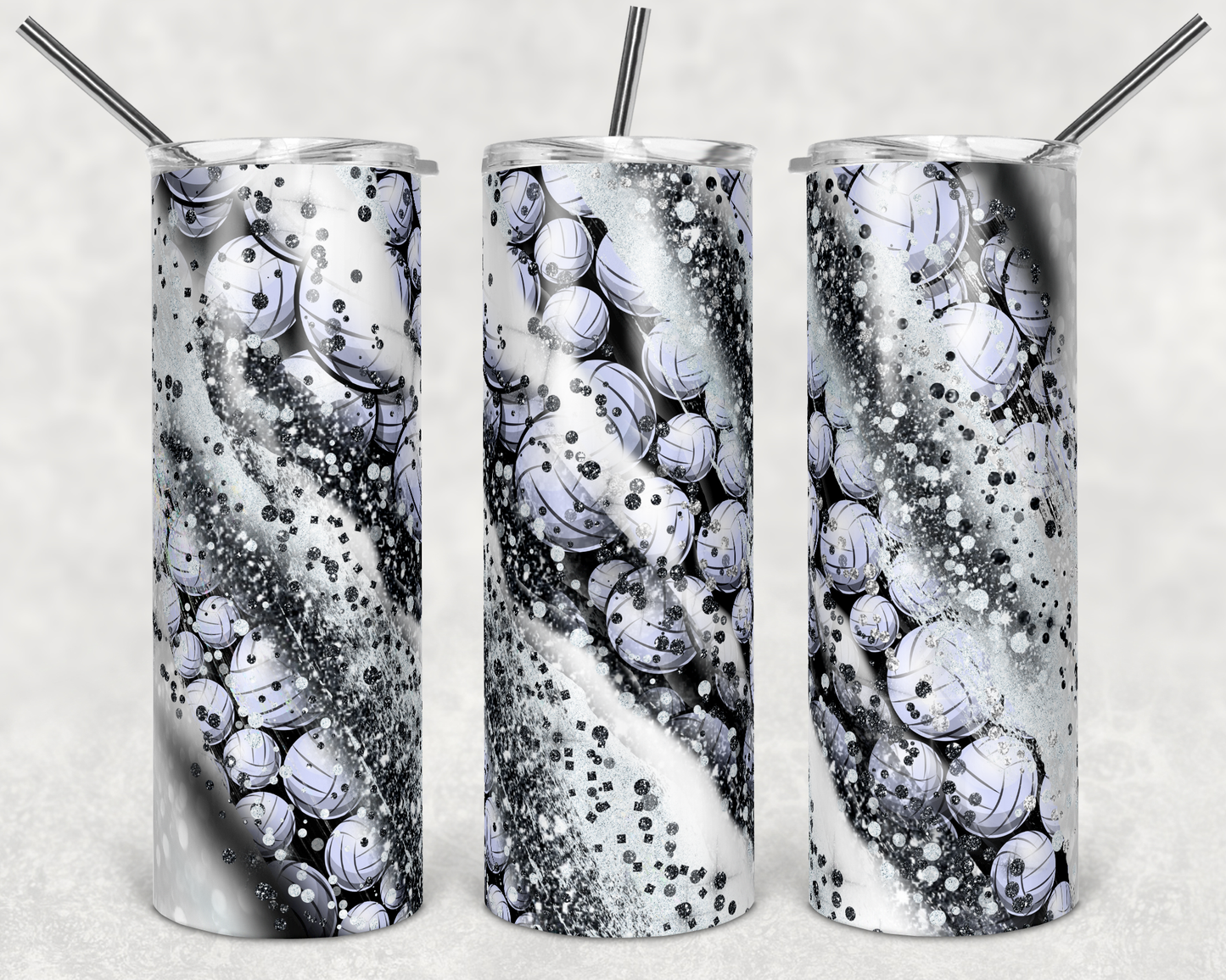 Volleyball sport - 20oz or 30oz Skinny Tumblers w/ Lid and Metal Straw