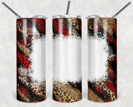 Sparkly Black Cheetah Customize - 20oz or 30oz Skinny Tumblers w/ Lid and Metal Straw