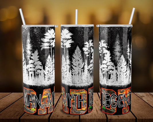 The Man The Myth The Legend- 20 oz or 30oz Skinny Tumblers w/ Lid and Metal Straw