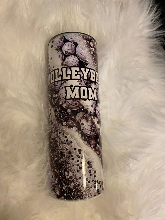 Volleyball mom  - 20oz or 30oz Skinny Tumblers w/ Lid and Metal Straw