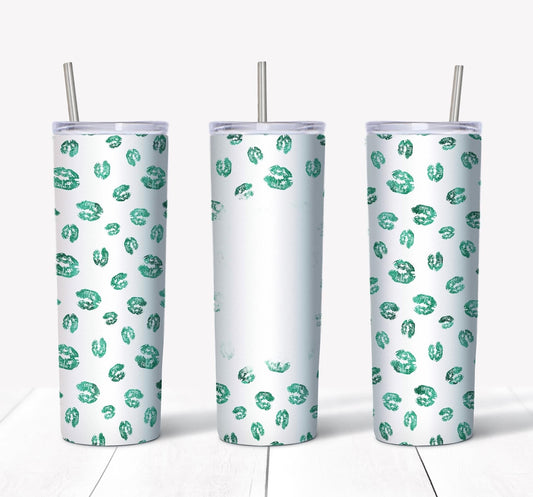 Green Kisses Custom Picture  - 20oz or 30oz Skinny Tumblers w/ Lid and Metal Straw