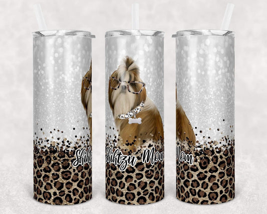 Shihtzu Dog Mom - 20oz or 30oz Skinny Tumblers w/ Lid and Metal Straw
