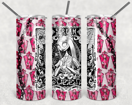Scream Queen Pink - 20 or 30oz Skinny Tumblers w/ Lid and Metal Straw