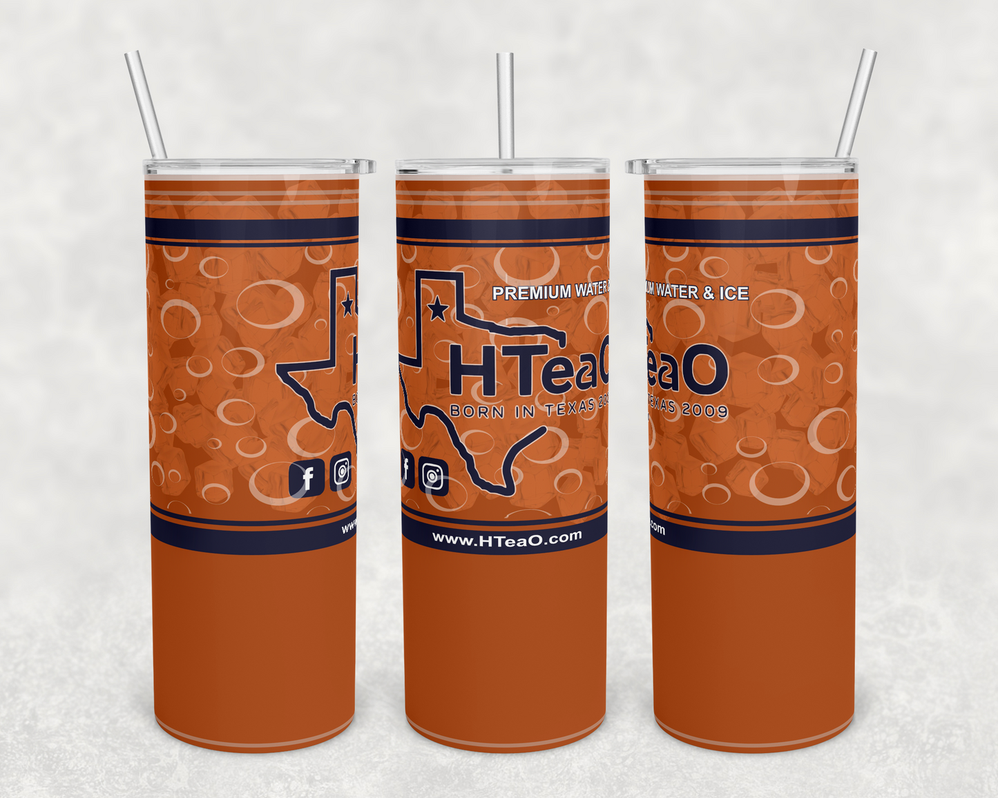H TEA  O Texas -  20 oz or 30oz Skinny Tumblers w/ Lid and Metal Straw